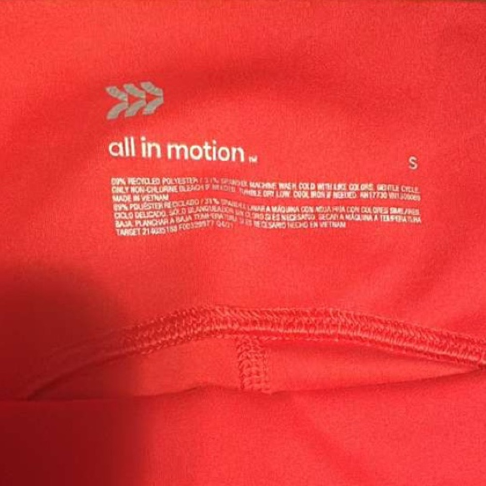 All in Motion Red High Rise Leggings Size S - Picture 2 of 7